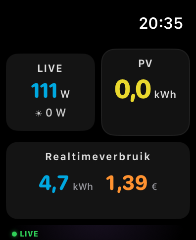 Apple Watch: live-watt, PV en realtimeverbruik