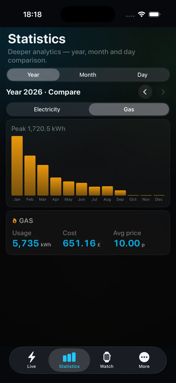 iPhone: gas statistics for the year